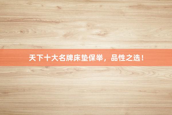 天下十大名牌床垫保举，品性之选！